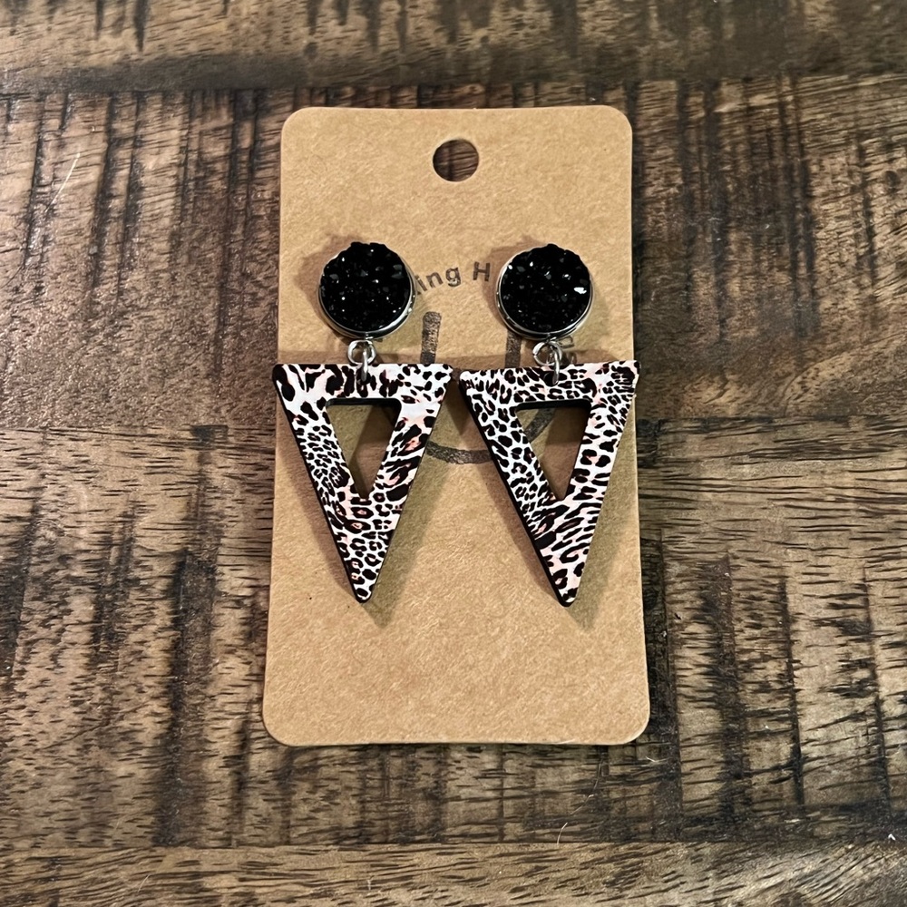 New druzy leopard print earrings